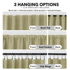 Deconovo Room Darkening Curtains for Living Room, Beige Light Filtering Thermal Drapes 84 Inches Long, Back Tab and Rod Pocket Window Curtains, Nan, 2 Panels
