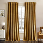 MIULEE Gold Velvet Curtains 52x84 inches Luxury Blackout Curtains