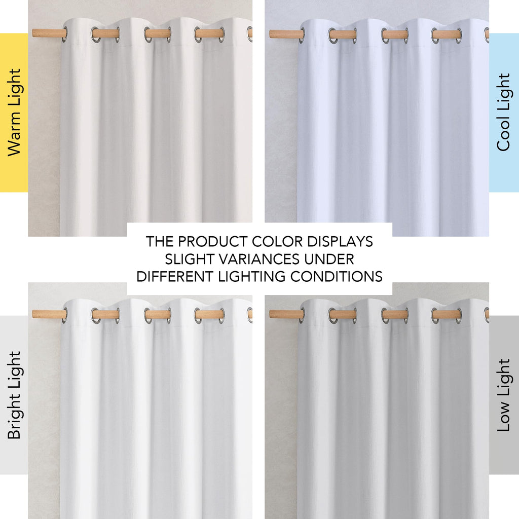 NICETOWN 100% Absolutely Blackout Linen Curtains with Thermal Insulated White Liner, Ivory, W52, 2 Pieces, Noise Reducing Textured Linen Look Curtains for Windows 90 inch Length for Classroom
