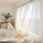 MIULEE Ivory Sheer Curtains 72 Inches Long 4 Panels 42 x 72 Inches