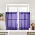 Ebesto Purple Small Sheer Curtains 2 Panels Set, Kitchen Curtains 36 Inch Length, Elegant Light Filtering Short Window Drapes for Living Room Bedroom, Dual Rod Pocket Design, 2x42Wx36L Inches