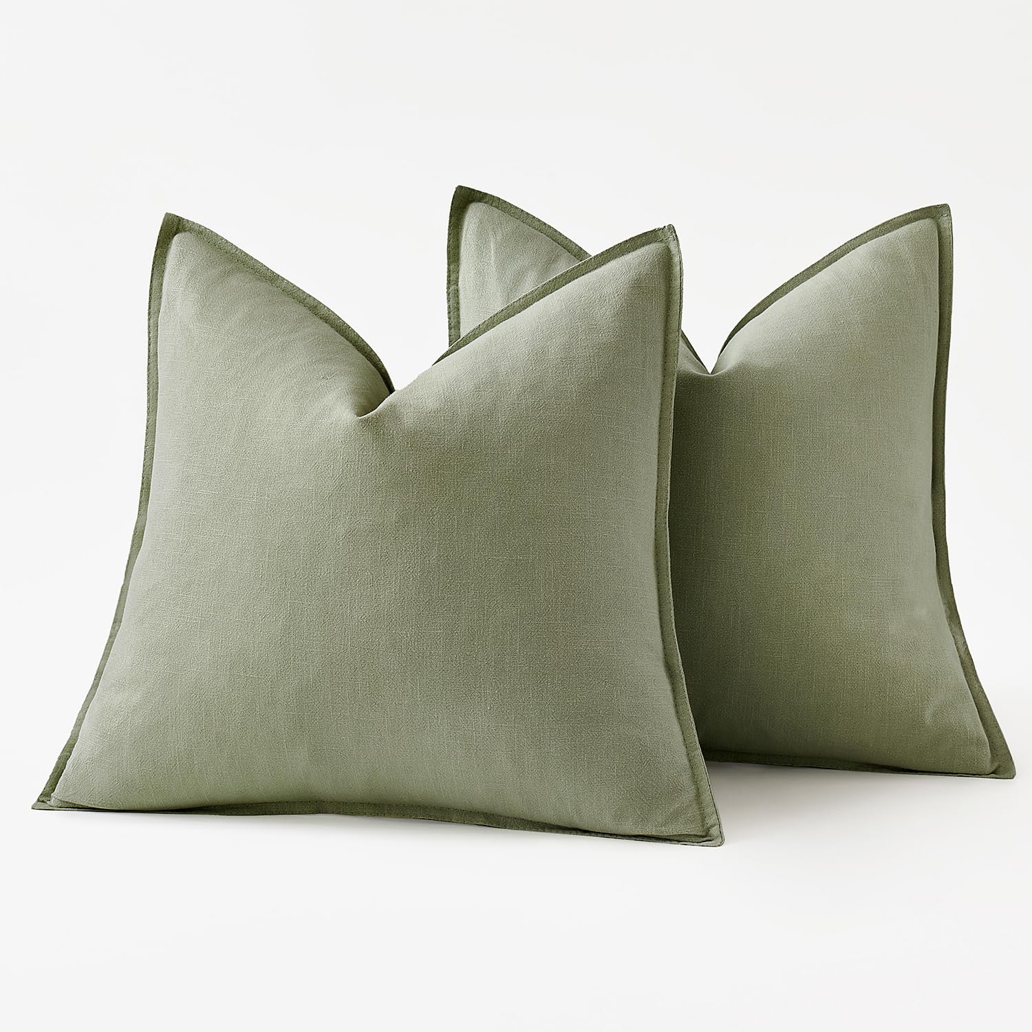 MIULEE Decorative Linen Pillow Covers 20x20 Inch Sage Green
