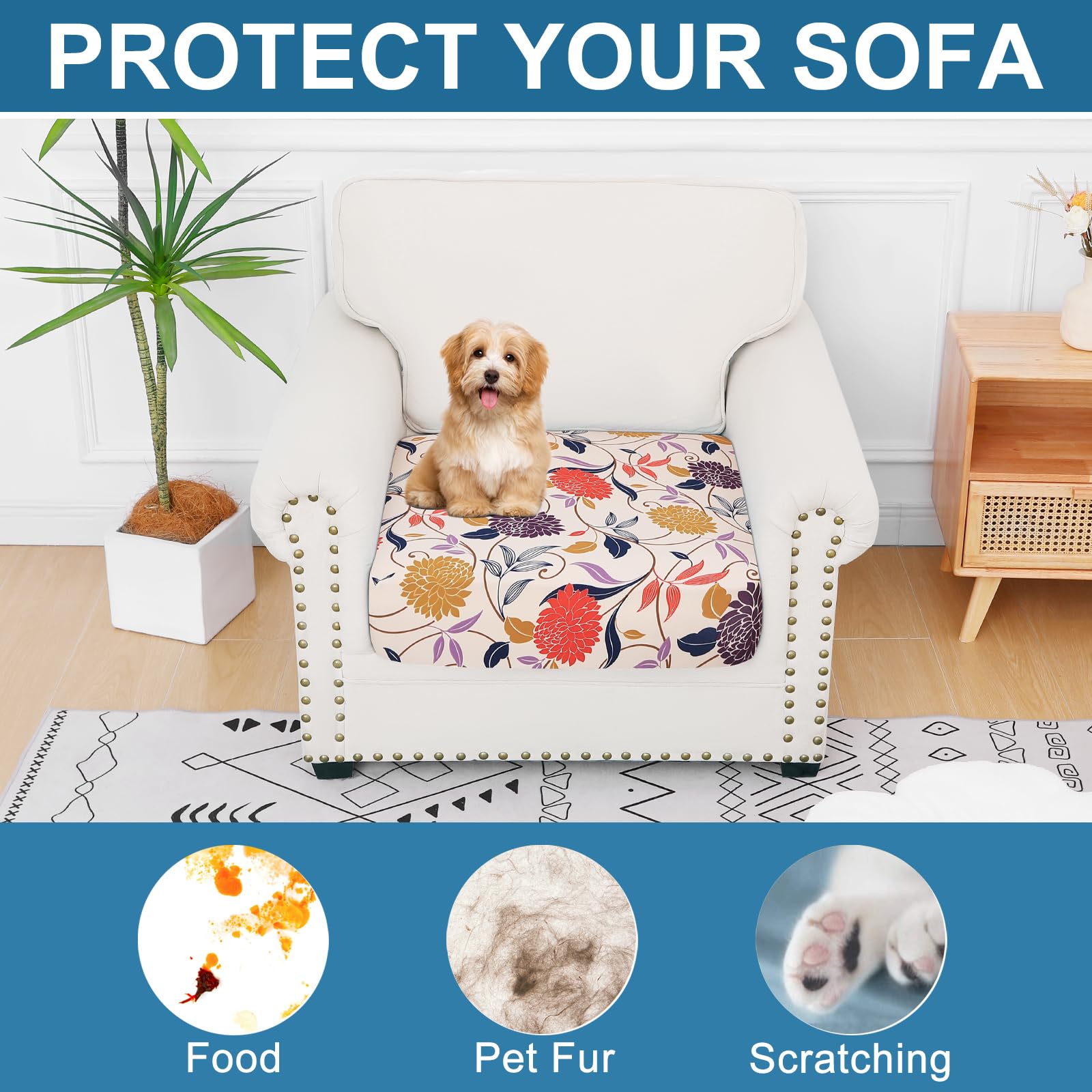 Smiry Printed Couch Cushion Covers, Stretch Couch Covers for Sofa