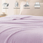 Whale Flotilla Twin Size Fuzzy Fleece Blanket for Bed, 60x80 Inch Fluffy Warm Soft Jacquard Blankets for All Season, Lightweight and Cozy, Lilac