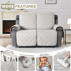 TAOCOCO 100% Waterproof Loveseat Recliner Cover with Straps, Split Loveseat Covers for Reclining loveseat, Non Slip Reclining Sofa Cover Furniture Protector for Kids, Pets(2 Seater, Off White)