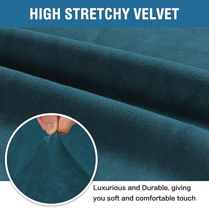 H.VERSAILTEX Stretch Velvet Armchair Cover Couch Covers 1 Cushion Chair Slipcover for Living Room Furniture Cover Crafted from Thick Comfy Rich Velour (Chair 31"-49", Deep Teal)