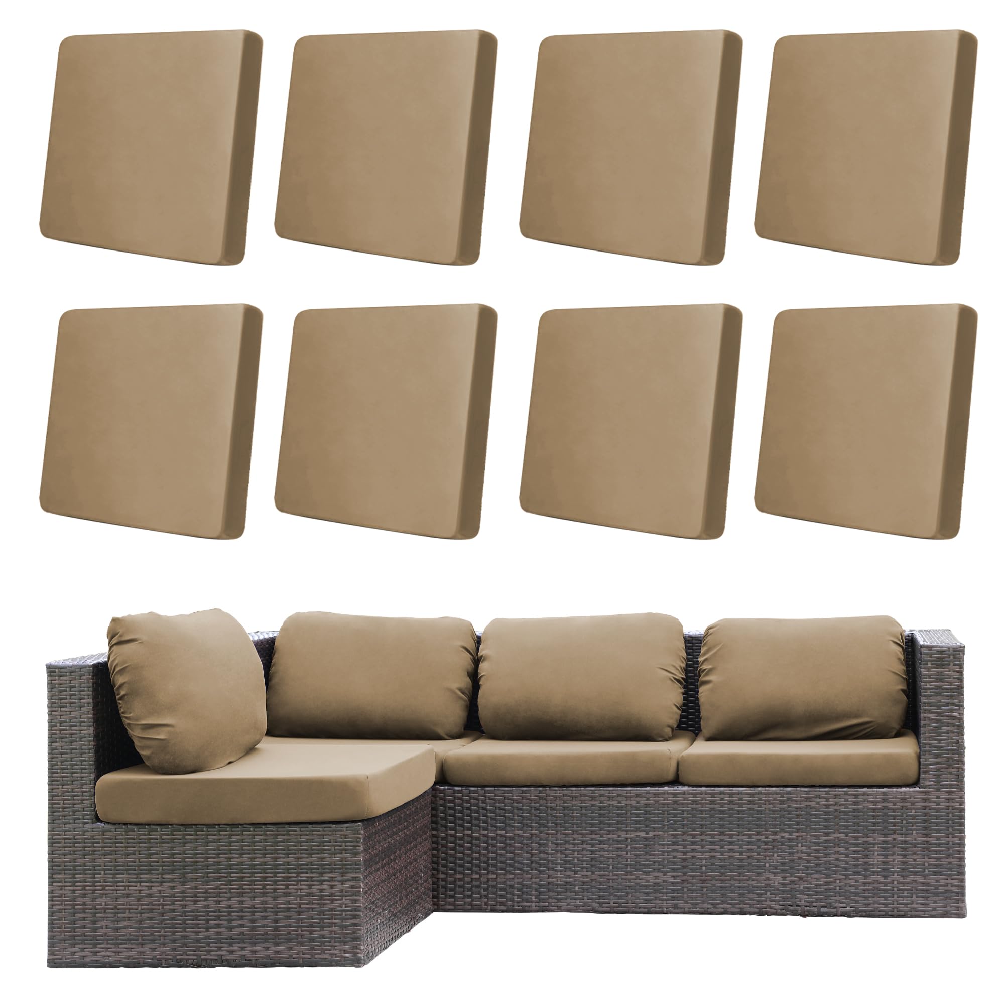 DREAHOTEXTIL 8Pcs Outdoor Cushion Covers, Elastic Patio Cushion Covers