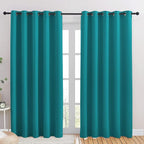 NICETOWN Blackout Draperies Curtains for Kids Room, Window Treatment Thermal Insulated Solid Grommet Blackout Drape Panels for Bedroom (Peacock Teal, Set of 2, 70 by 84 inches)