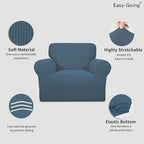 Easy-Going Stretch Chair Sofa Slipcover 1-Piece Couch Sofa Cover Furniture Protector Soft with Elastic Bottom for Kids, Pet. Spandex Jacquard Fabric Small Checks (Chair, Bluestone)