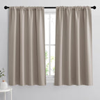 RYB HOME Short Blackout Curtains for Bedroom, Room Darkening Insulated Summer Heat Light UV Blocking Energy Saving Drapes for Nursery, Width 42 by Length 48, Sand, Set of 2