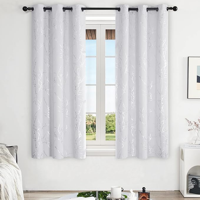 Deconovo Living Room Curtains 63 Inches Long, Blackout Curtains for Bedroom