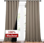 NICETOWN Total Shade Curtains and Draperies, Heavy-Duty Full Light Shading Drapes with Black Liner Backing for Villa/Hall/Dorm Window（Taupe, Package of 2 Panels, 62 inches Wide x 95 inches Long