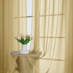 OWENIE Extra Long Gold Sheer Curtains 96 Inches Long 2 Panels Set, Soft Lightweight Airy Voile Sheer Curtain for Bedroom Living Room, Rod Pocket Solid Color Farmhouse Curtains, 59" Wx96 L Inch