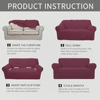 Easy-Going Stretch Oversized Loveseat Slipcover 1-Piece Sofa Cover Furniture Protector Couch Soft with Elastic Bottom for Kids Polyester Spandex Jacquard Fabric Small Checks ASH Rose