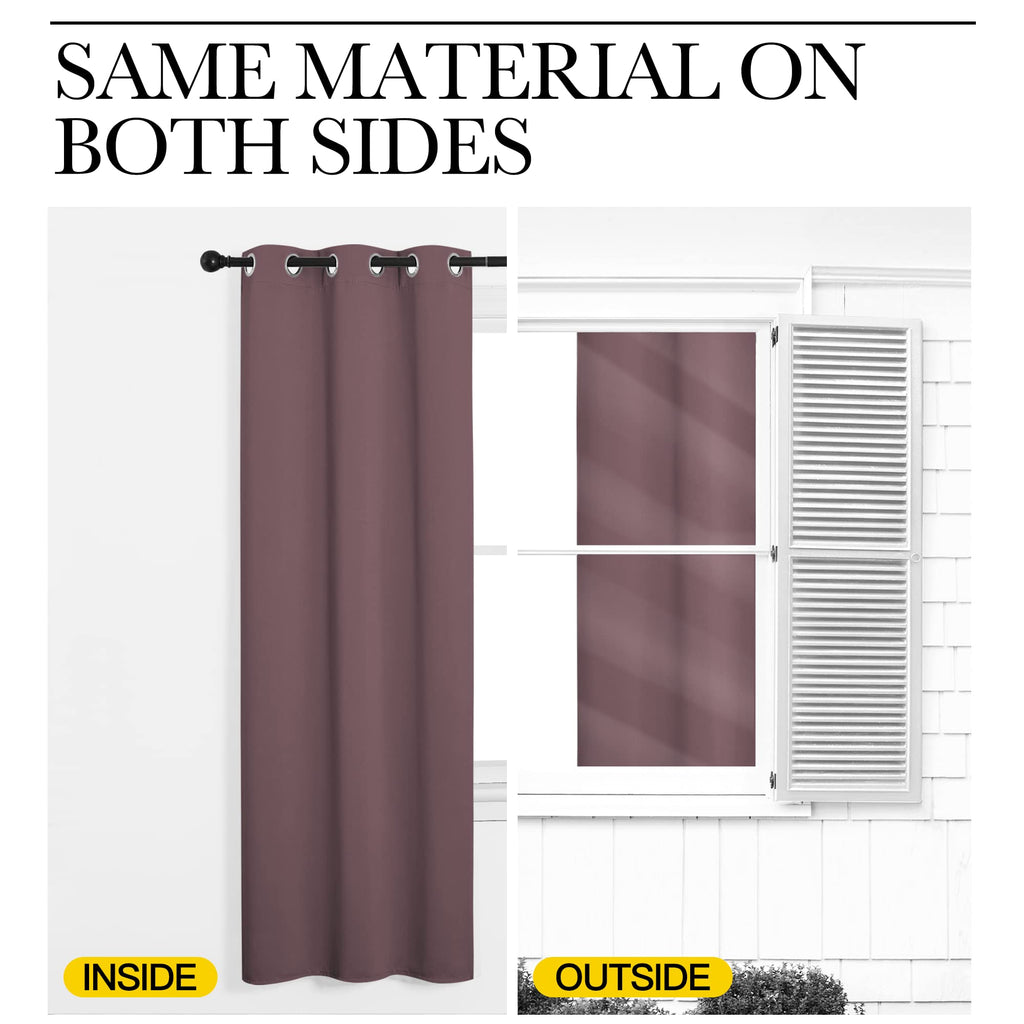 NICETOWN Window Curtain Panels, Dry Rose, 1 Pair, 34 by 54-inch, Thermal Insulated Solid Grommet Blackout Draperies/Drapes for Basement