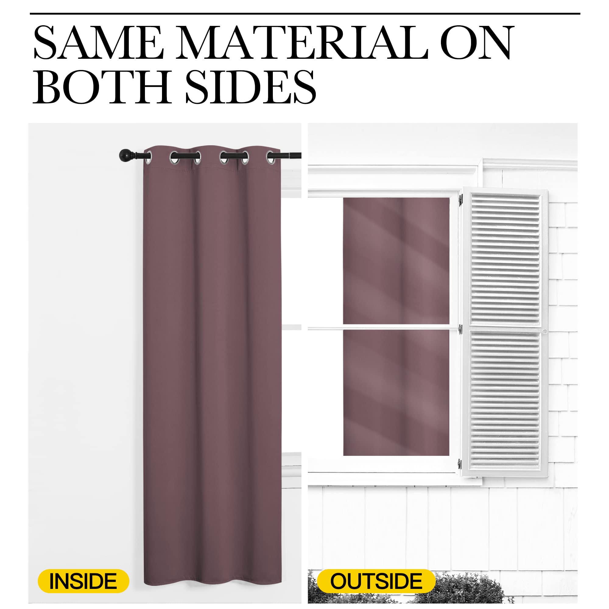 NICETOWN Window Curtain Panels, Dry Rose, 1 Pair, 34 by 54-inch, Thermal Insulated Solid Grommet Blackout Draperies/Drapes for Basement