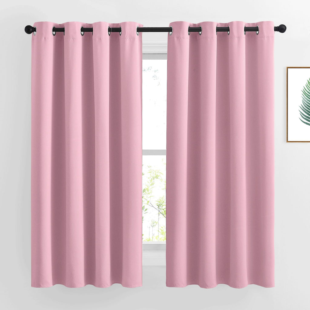 NICETOWN Blackout Curtains for Kids Room - Triple Weave Microfiber Home Thermal Insulated Solid Ring Top Blackout Panels/Drapes for Bedroom(Crystal Pink, Set of 2, 52 x 63 Inch)