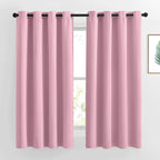 NICETOWN Blackout Curtains for Kids Room - Triple Weave Microfiber Home Thermal Insulated Solid Ring Top Blackout Panels/Drapes for Bedroom(Crystal Pink, Set of 2, 52 x 63 Inch)
