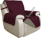 ISSUNTEX Double Protection 100% Waterproof Recliner Covers for Living Room, Reversible Furniture Protector Recliner Couch Sofa Slipcover for Dogs, Pets, Kids (Oversized Recliner, Wine/Beige)
