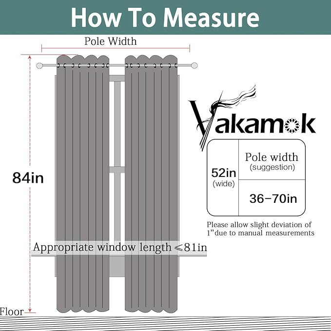 Yakamok Room Darkening Curtains 52x84 inch Length Dark Green-Living Room