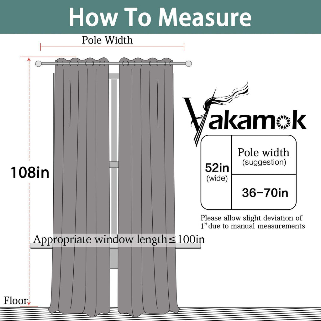 Yakamok Room Darkening Curtains 52x108 inch Length Sage Green-Living Room