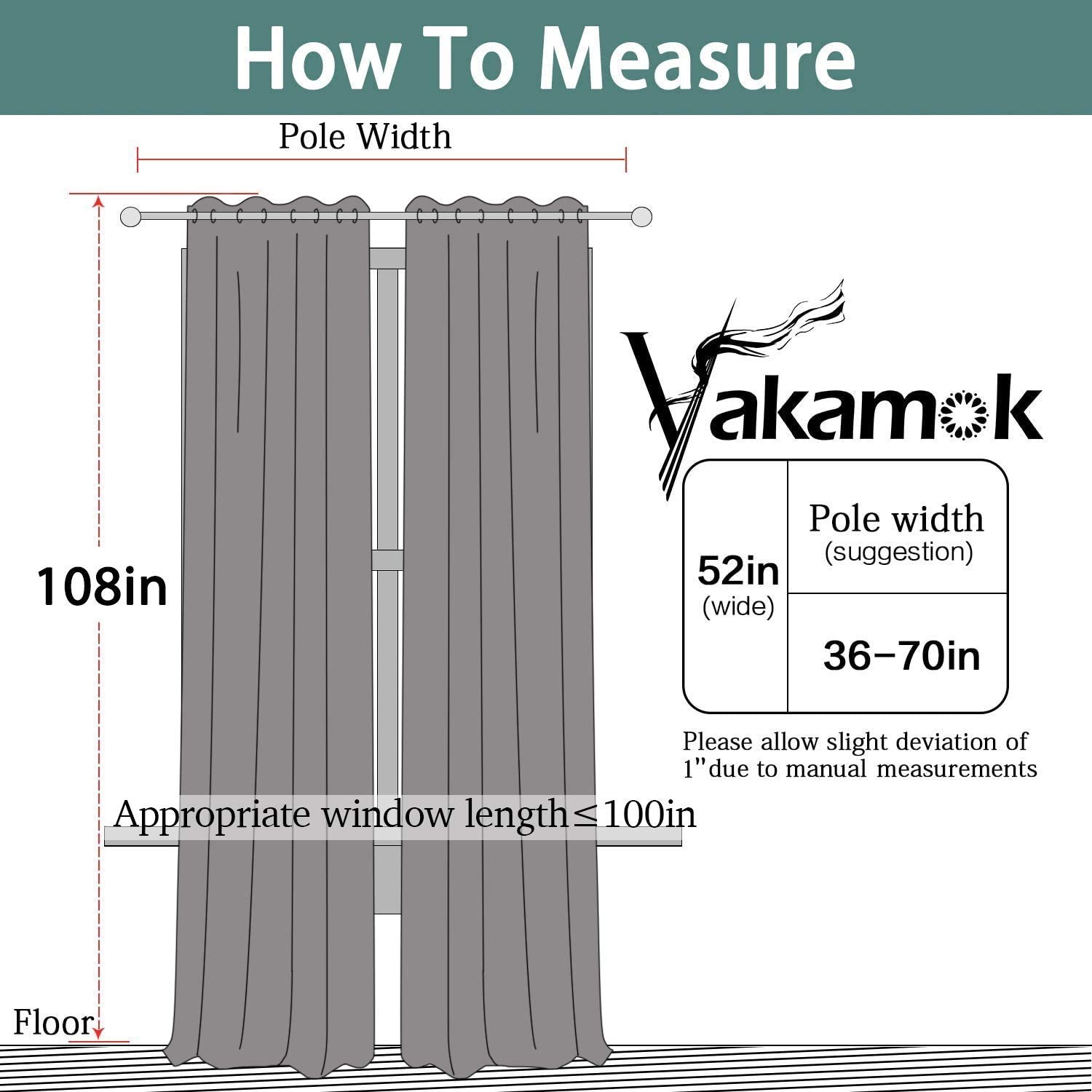 Yakamok Room Darkening Curtains 52x108 inch Length Sage Green-Living Room