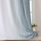 Stone Blue and Greyish White Blackout Curtains for Living Room 72 Inch Long