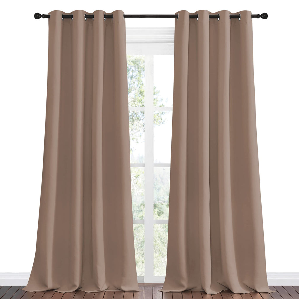 NICETOWN Bedroom Blackout Curtains and Drapes, Set of 2, 55 by 102 Inch, Cappuccino, Window Treatment Thermal Insulated Solid Grommet Blackout Draperies for Bedroom