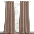 NICETOWN Bedroom Blackout Long Curtains and Drapes, Set of 2, 55 by 120 Inch, Cappuccino, Window Treatment Thermal Insulated Solid Grommet Blackout Draperies for Bedroom