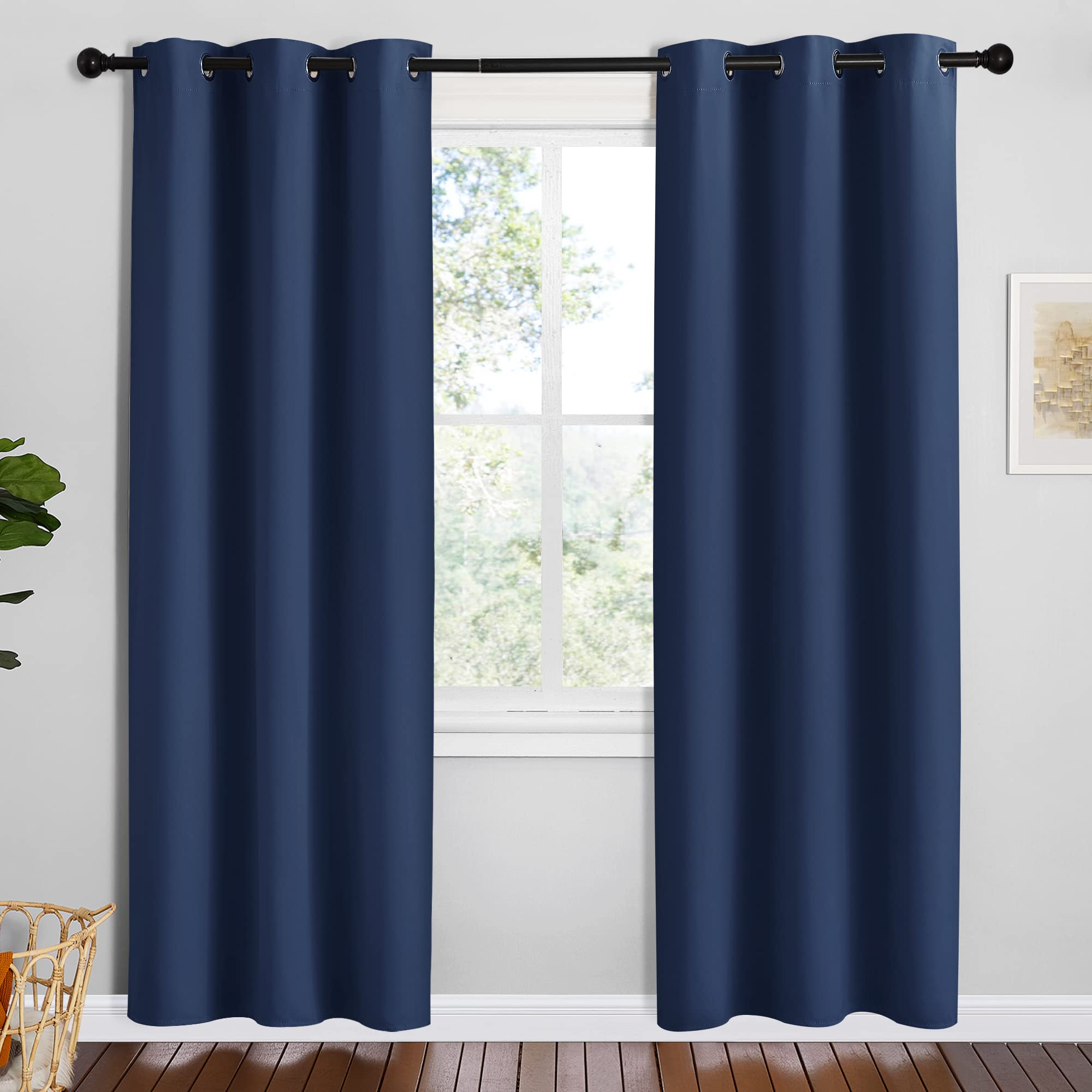 NICETOWN Navy Blackout Curtains for Kid's Room 42" Wide x 78" Long 2 Panels