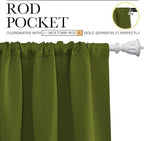 NICETOWN Christmas Window Curtains Blackout Drapes for Gifts, Thermal Insulated Solid Rod Pocket Blackout Curtains/Draperies for Living Room (Olive Green, 1 Pair, 52 by 72-Inch)
