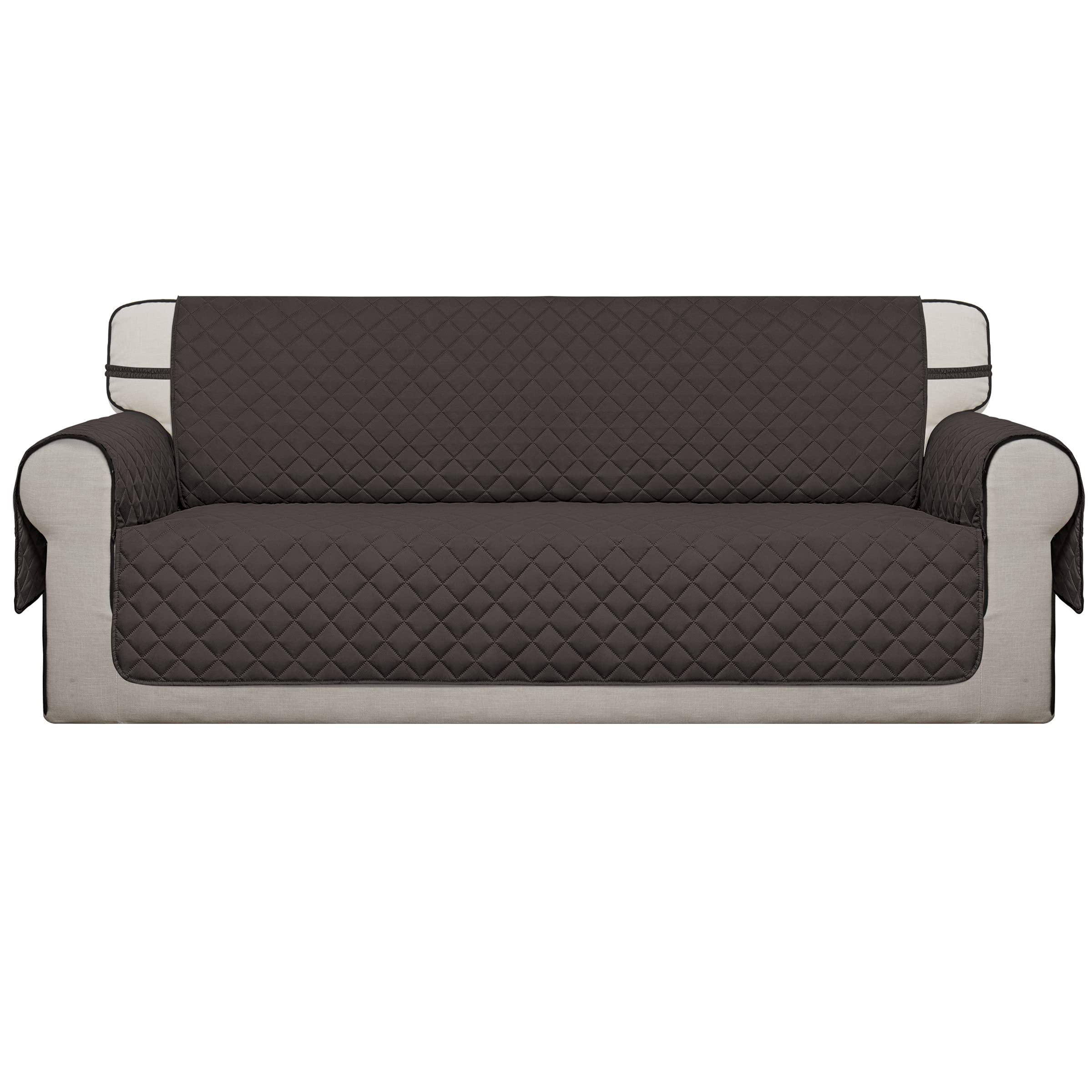 Easy-Going Reversible Oversized Couch Cover for 3 Cushion Couch Sofa Cover for Dogs Water Resistant Furniture Protector Cover with Foam Sticks for Pet (Oversized Sofa, Chocolate/Chocolate)