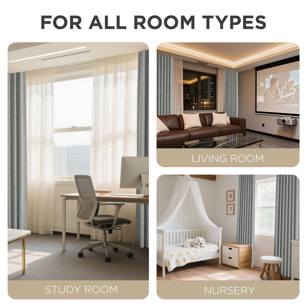 Joydeco Blackout Curtains for Bedroom - 100% Light Blocking 2 Panels Light Grey Drapes 66"W x 108"L, Thermal Insulated Room Darkening Curtains, Linen Textured for Living Room, Rod Pocket & Back Tabs
