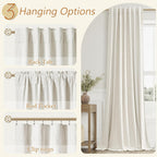 Guken Extra Wide 100% Blackout Linen Curtains for Bedroom 84 Inch Long Natural Cream Black Out Curtain Back Tab Room Darkening Window Drapes for Living Room 1 Panel Beige Ivory 100x84