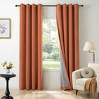 100% Blackout Linen Curtains 108 Inch Long 2 Panels Set, Oatmeal