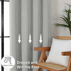 Simplebrand Silver Grey Blackout Curtains for Bedroom 96 Inches Long 2 Panels, Solid Thermal Insulated, Energy Saving Living Room Window Treatment Curtains Blackout Drapes, W50 x L96 Inch, Silver Grey