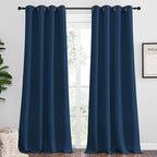 NICETOWN Moroccan Blue Blackout Curtains 96" Long for Office, Dining Room, Guest Room, Sound Reducing Heat and Cold Block Curtain Panels for Modern Room Decorative (55" Wide, 2 Pieces)