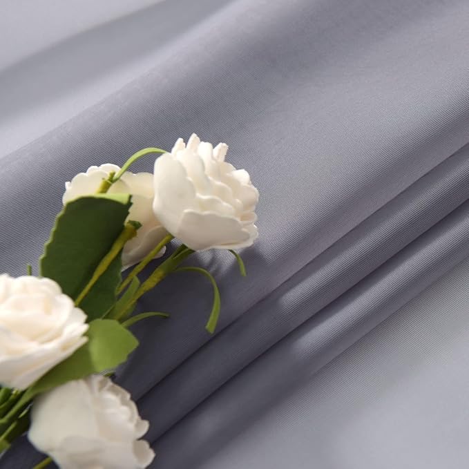 SpaceDresser Grey Sheer Curtains 4 Panels Rod Pocket Semi-Sheer Curtain 90 Inches Long Light Filtering Voile Window Drapes for Bedroom Living Room Kitchen, Each 52W x 90L