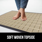 GORILLA GRIP 100% Waterproof All-Season WeatherMAX Doormat US Designed Natural Rubber, Stain and Fade Resistant, Low Profile Indoor Outdoor Door Mats, Easy Clean Patio Mat, 23x35, Taupe Grid
