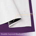 Yakamok 100% Blackout Curtain Panels 63 inches Cold and Light Blocking Drapes for Nursery, 2 Thick Layers Thermal Insulated Draperies (2 Pieces, 50 Wide Each Panel, Purple/White Backing)