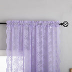 YJ YANJUN Vintage Lace Curtains 72 Inches Long-Victorian Floral Pattern Lavender Sheer Curtain Panels for Living Room Bedroom, Romantic Girls Room Decor 2 Panels 52W x 72L Light Purpel