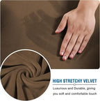 H.VERSAILTEX Modern Velvet Plush 4 Piece High Stretch Sofa Slipcover Sofa Cover Furniture Protector Form Fit Thick Velvet Sofa Cover for 3 Cushion Couch Width Up to 90 Inch (Sofa, Bronze Brown)