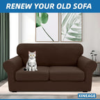 XINEAGE 2026 New 3 Pieces Couch Covers for 2 Cushion Sofa Super Stretch Loveseat Slipcover Pet Dog Universal Slip Cover Anti Slip Love Seat Furniture Protector (Coffee, 55"-69")