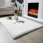 Ashler HOME DECO Ultra Soft Faux Rabbit Fur Chair Couch Cover Area Rug for Bedroom Floor Sofa Living Room White Rectangle 3 x 5 Feet