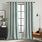 MIULEE Velvet Curtains Misty Blue Elegant Grommet Thermal Insulated Soundproof Room Darkening Curtains/Drapes for Classical Living Room Bedroom Decor 52 x 84 Inch Set of 2