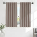 PONY DANCE Blackout Window Curtains - Back Tab Window Treatments Curtain Panels/Draperies Room Darkening Noise Reducing Home Fashion, Wide 42 x Long 45 inches, Light Taupe, One Pair