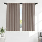 PONY DANCE Blackout Window Curtains - Back Tab Window Treatments Curtain Panels/Draperies Room Darkening Noise Reducing Home Fashion, Wide 42 x Long 45 inches, Light Taupe, One Pair