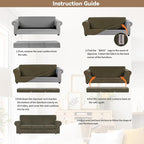 WEERRW 4 Pieces Velvet High Stretch Couch Covers for 3 Cushion Couch Sofa Slipcovers, Washable Furniture Protector with Non Slip Elastic Bottom, Feature Soft and Thick Plush Fabric, Light Brown, Large