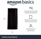 Amazon Basics Portable Blackout Curtain Shade with Suction Cups, Noise Reducing, Energy Saving, 50" W x 78"L, Black, 1-Pack