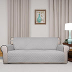 PureFit Reversible Quilted Sofa Cover, Water Resistant Slipcover Furniture Protector, Washable Couch Cover with Non Slip and Elastic Straps for Kids, Pets (Oversized Sofa, Light Gray/Light Gray)